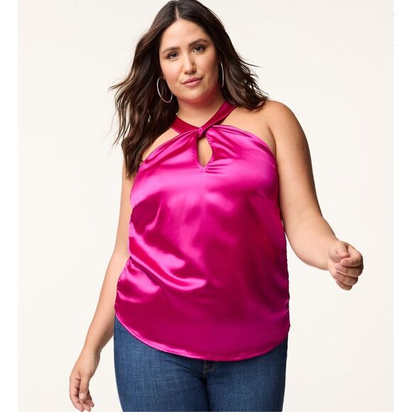 Fuschia Sleeveless Plus Size Blouse - Picture 1 of 8